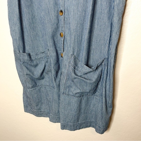 Old Navy Womens Blue Pinstripe Sleeveless Button Front Mini Dress Plus Size XXL - Picture 3 of 6